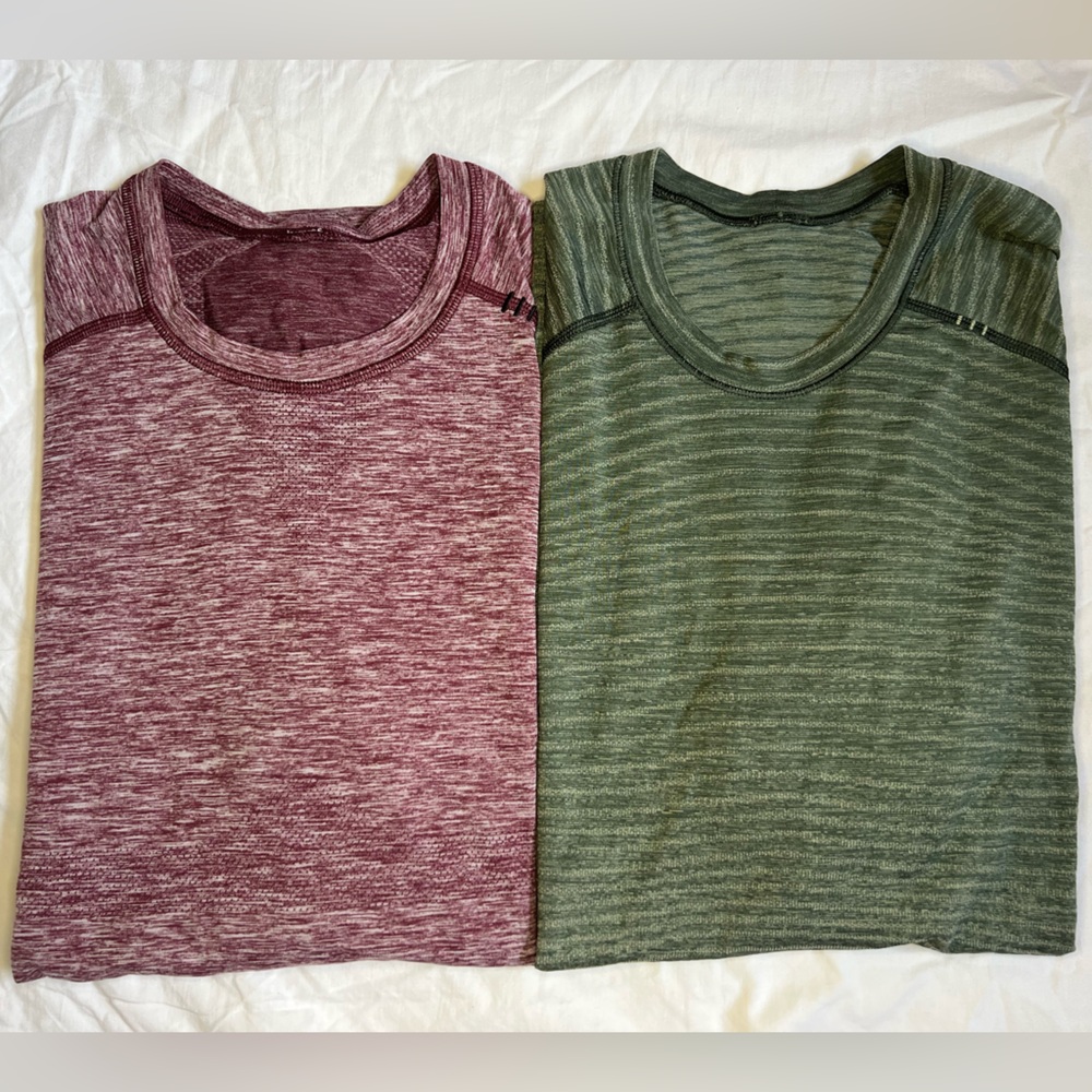 Men’s Lululemon short sleeve shirts size medium red & green